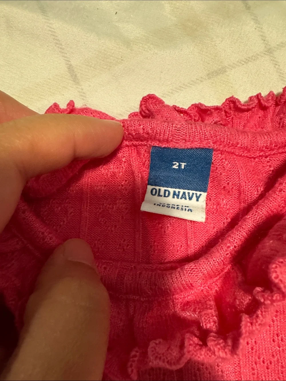 Old Navy Hot Pink Long Sleeve Ruffle-Neck Top